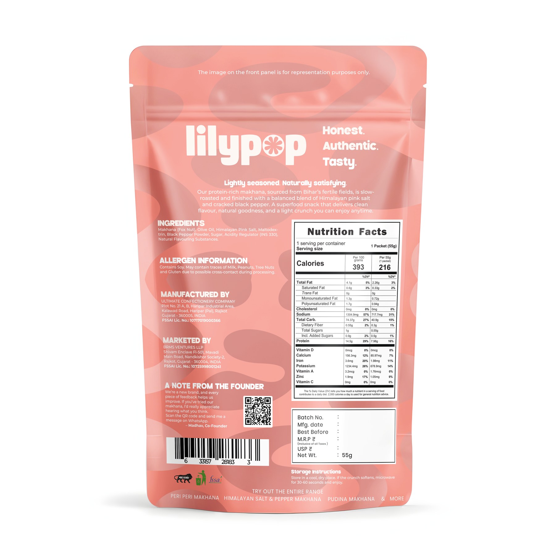 Himalayan Salt & Pepper Makhana — back of pack
